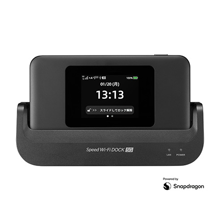 WiMAX Speed Wi-Fi DOCK 5G 01、ドック装着時
